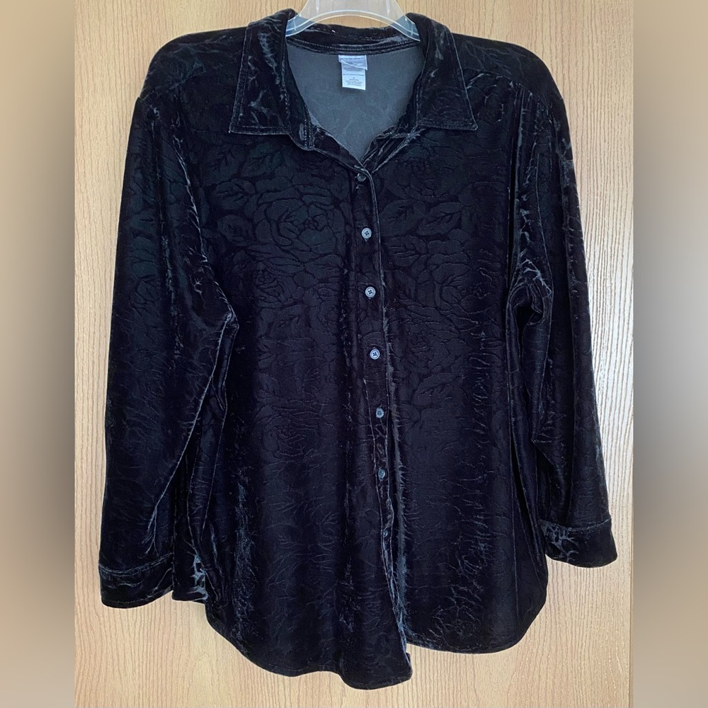 Just My Size Black Velvet Top - Plus size 3